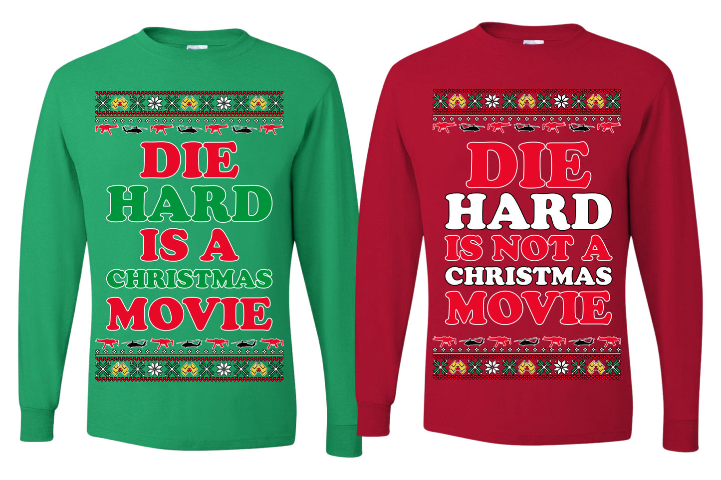 Die Hard is a Not Christmas Movie | McClane Nakatomi Matching His and Hers Couples Shirt  Girlfriend Boyfriend Gift His and Hers Matching Ugly Christmas Couple Long Sleeve Shirt