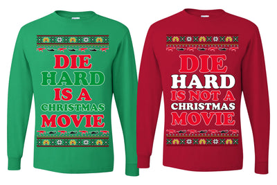 Die Hard is a Not Christmas Movie | McClane Nakatomi Matching His and Hers Couples Shirt  Girlfriend Boyfriend Gift His and Hers Matching Ugly Christmas Couple Long Sleeve Shirt