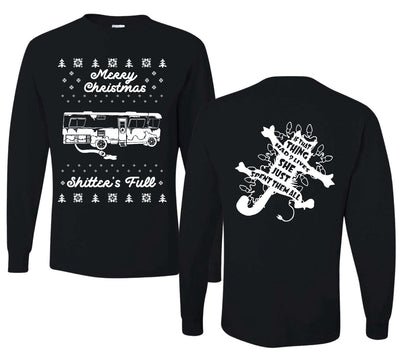 Merry Christmas Shitters Full Movie Quote Ugly Christmas Front and Back Sweater Mens Long Sleeve Shirt