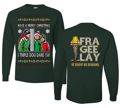 I Triple Dog Dare Ya Merry Story Ugly Christmas Front and Back Sweater Mens Long Sleeve Shirt