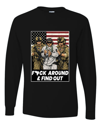 F Around & Find Out Venezuelan Dictator Maduro Captured Sweater, Unisex Mens Long Sleeve Shirt