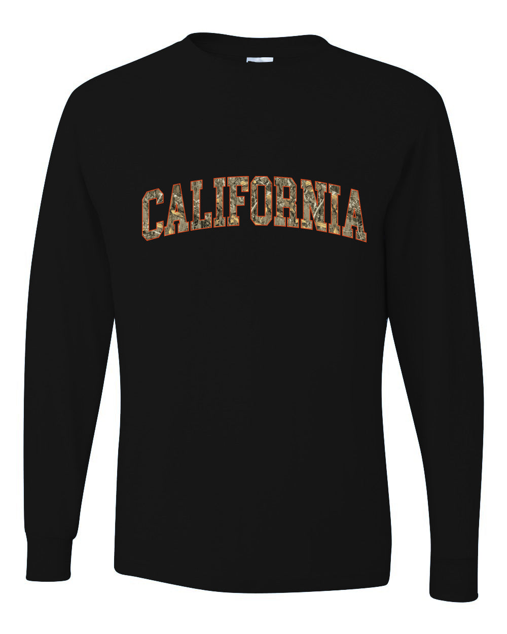 California  Camo Fill Orange Outline Sweater, Unisex Mens Long Sleeve Shirt