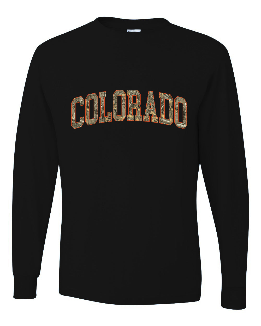 Colorado  Camo Fill Orange Outline Sweater, Unisex Mens Long Sleeve Shirt