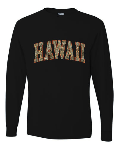 Hawaii  Camo Fill Orange Outline Sweater, Unisex Mens Long Sleeve Shirt