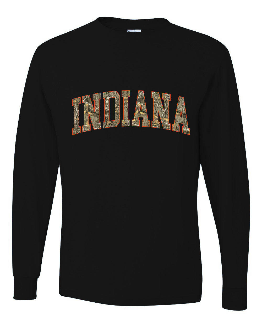 Indiana  Camo Fill Orange Outline Sweater, Unisex Mens Long Sleeve Shirt