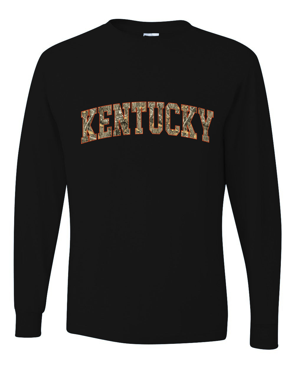 Kentucky  Camo Fill Orange Outline Sweater, Unisex Mens Long Sleeve Shirt
