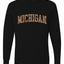 Michigan  Camo Fill Orange Outline Sweater, Unisex Mens Long Sleeve Shirt