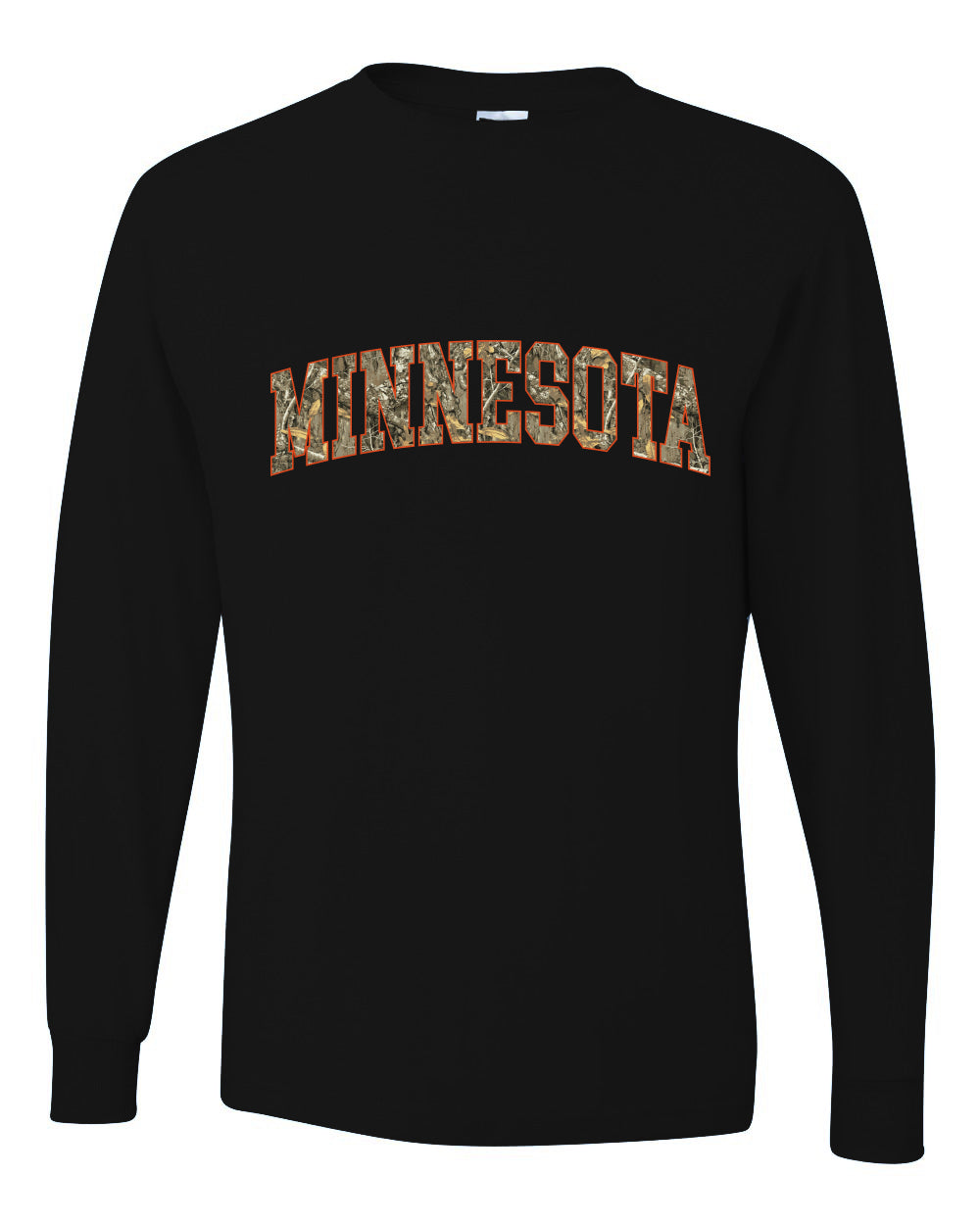 Minnesota  Camo Fill Orange Outline Sweater, Unisex Mens Long Sleeve Shirt