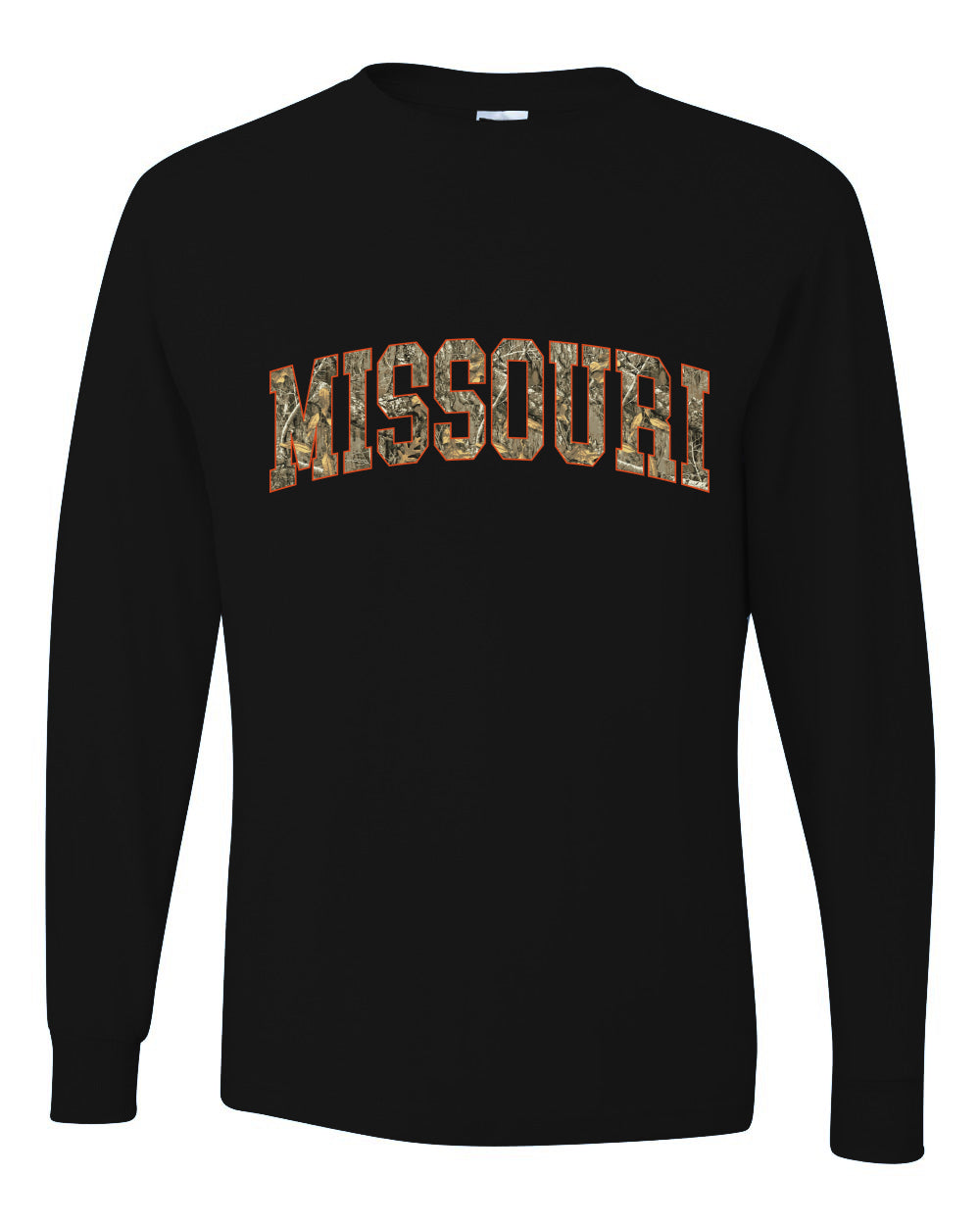 Missouri Camo Fill Orange Outline Sweater, Unisex Mens Long Sleeve Shirt