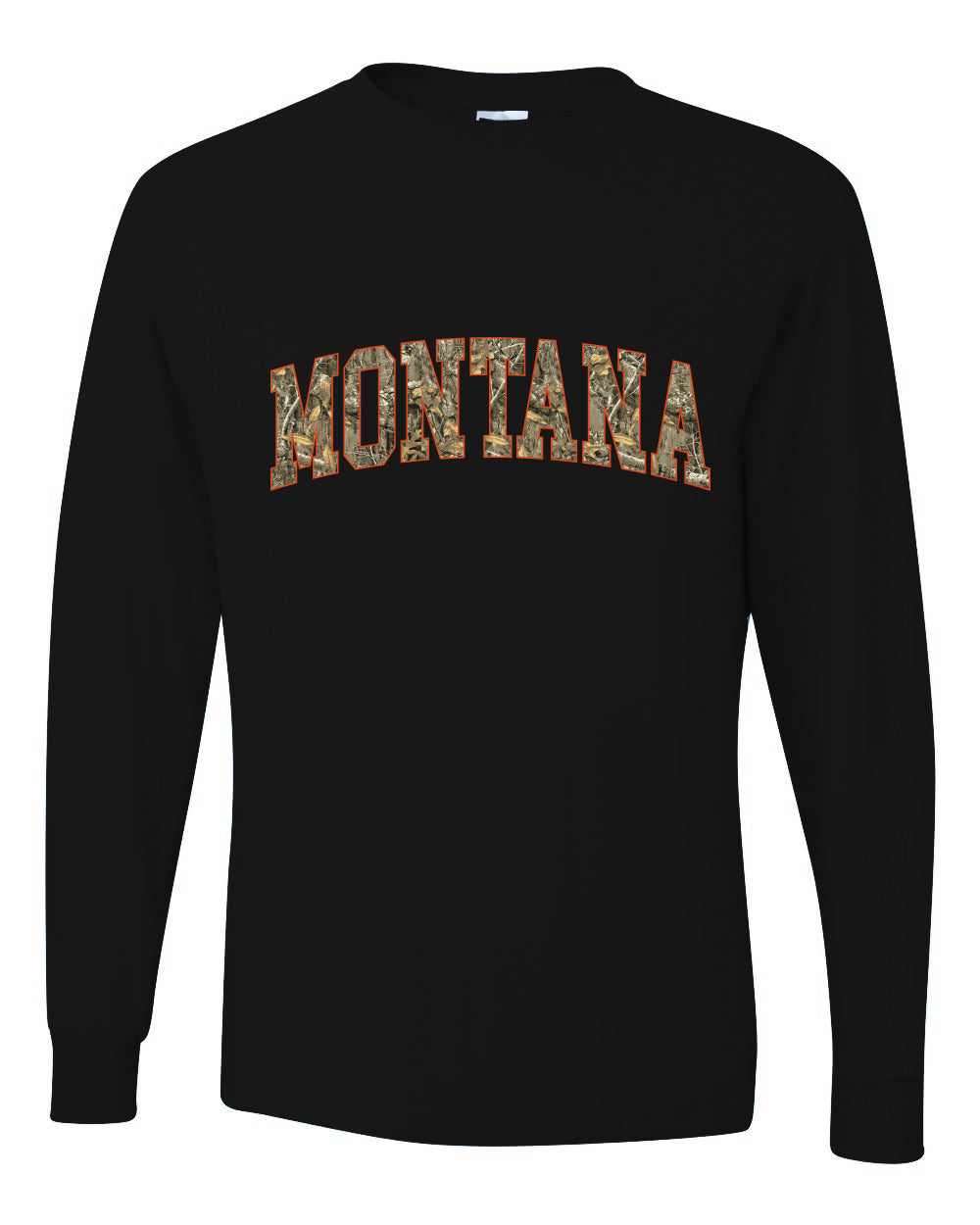 Montana  Camo Fill Orange Outline Sweater, Unisex Mens Long Sleeve Shirt