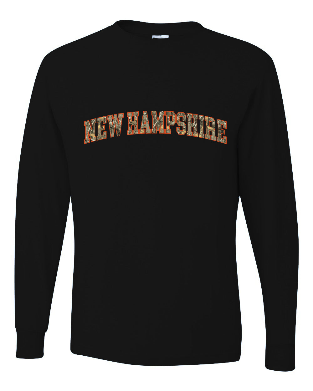 New Hampshire  Camo Fill Orange Outline Sweater, Unisex Mens Long Sleeve Shirt