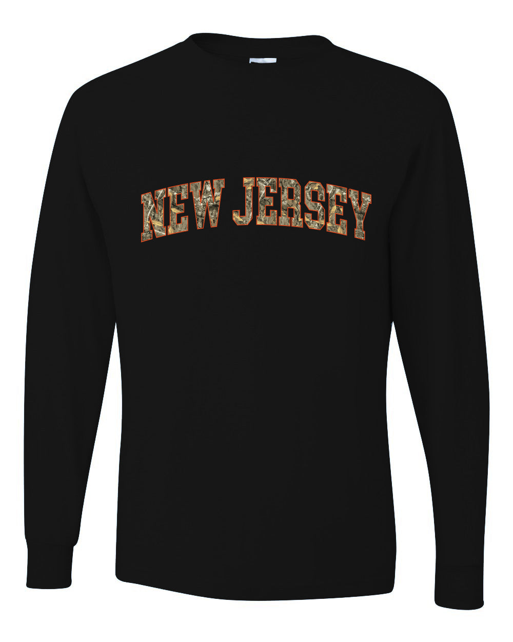 New Jersey  Camo Fill Orange Outline Sweater, Unisex Mens Long Sleeve Shirt