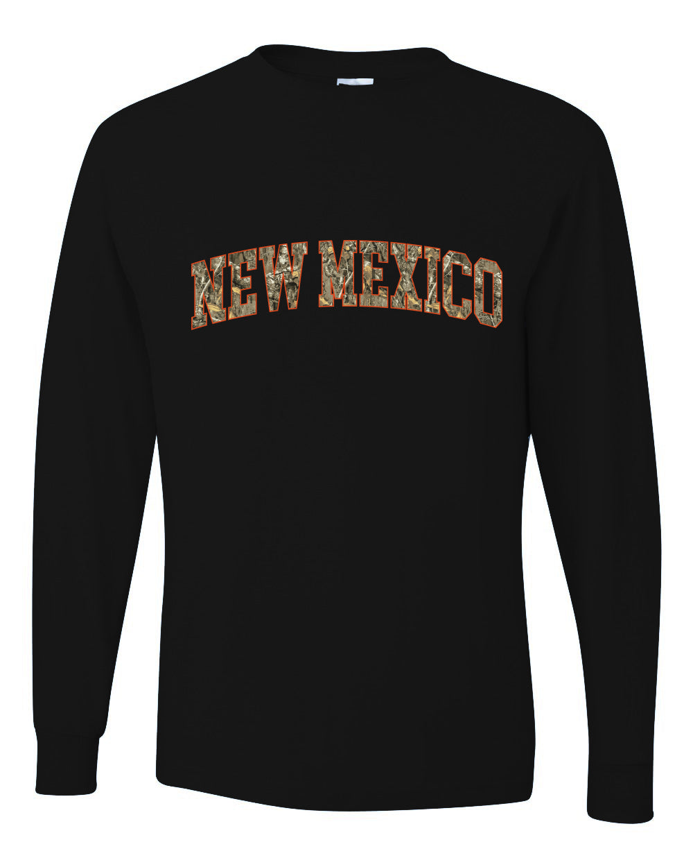 New Mexico  Camo Fill Orange Outline Sweater, Unisex Mens Long Sleeve Shirt