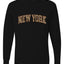 New York  Camo Fill Orange Outline Sweater, Unisex Mens Long Sleeve Shirt