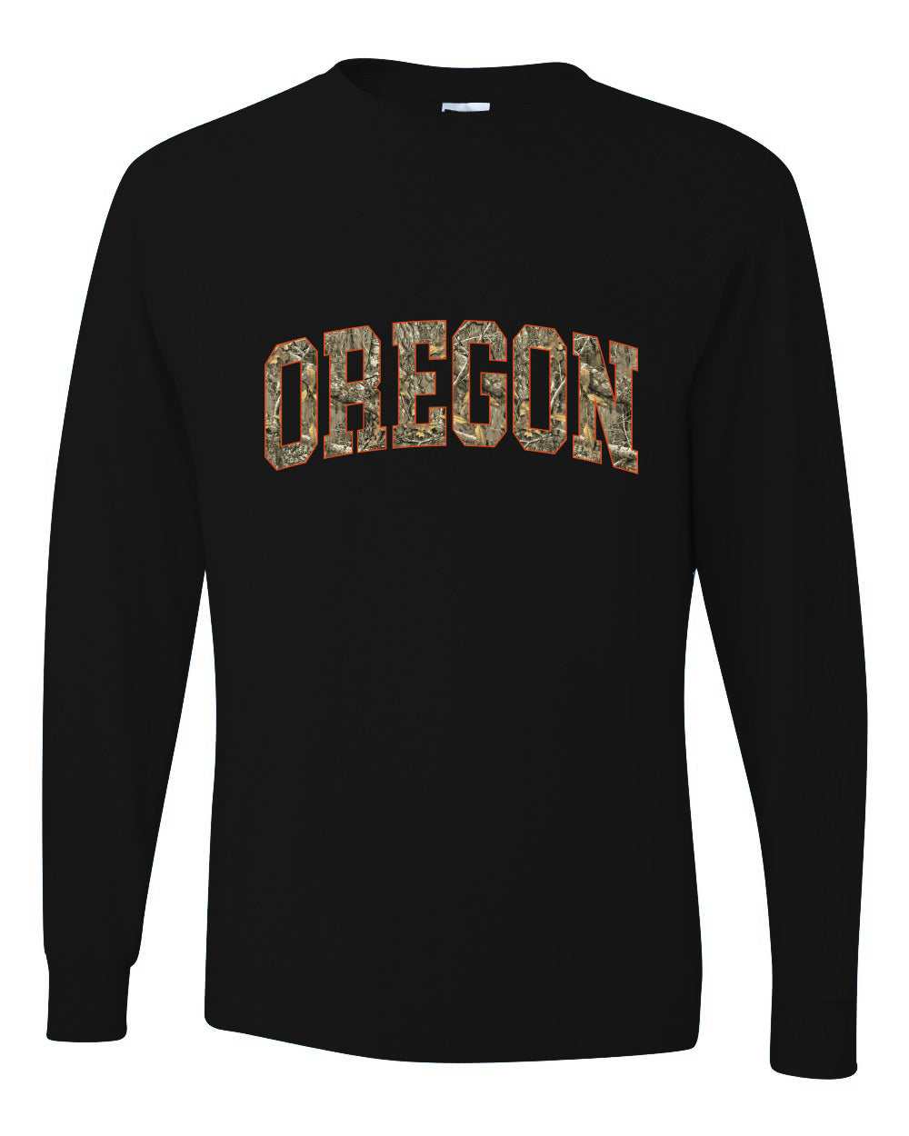 Oregon  Camo Fill Orange Outline Sweater, Unisex Mens Long Sleeve Shirt