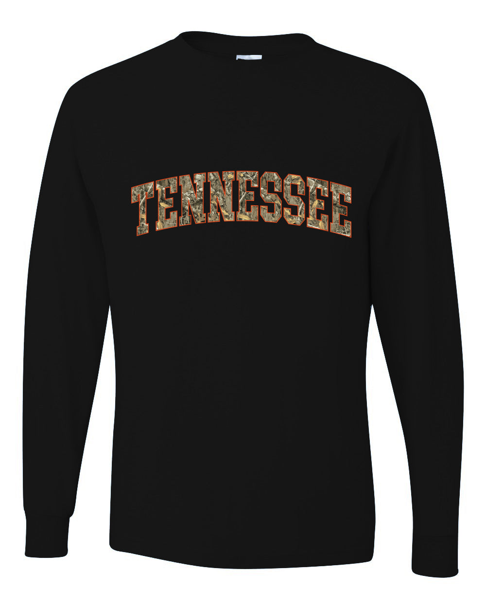 Tennessee  Camo Fill Orange Outline Sweater, Unisex Mens Long Sleeve Shirt