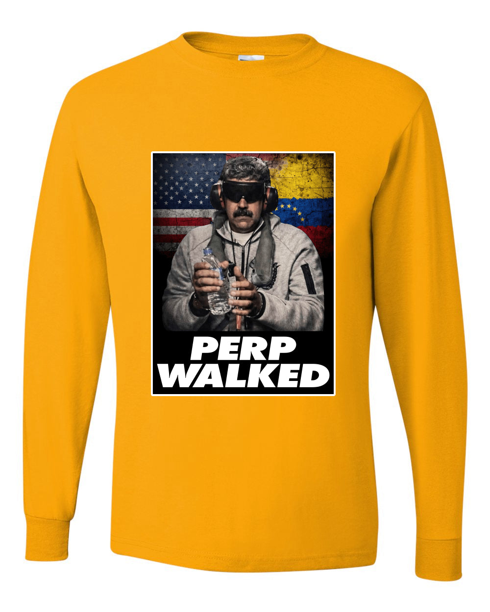 Venezuelan Dictator Maduro Captured Perp Walked Sweater, Unisex Mens Long Sleeve Shirt
