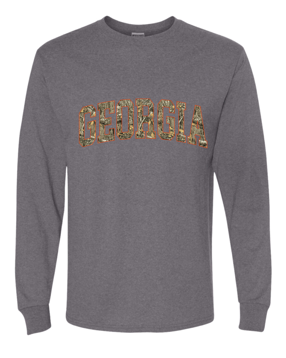 Georgia  Camo Fill Orange Outline Sweater, Unisex Mens Long Sleeve Shirt