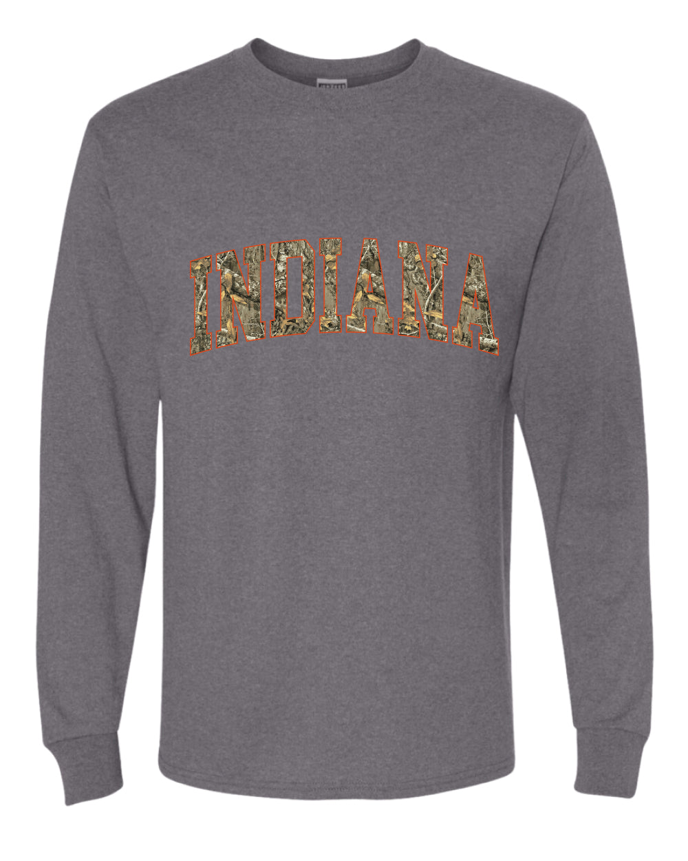 Indiana  Camo Fill Orange Outline Sweater, Unisex Mens Long Sleeve Shirt
