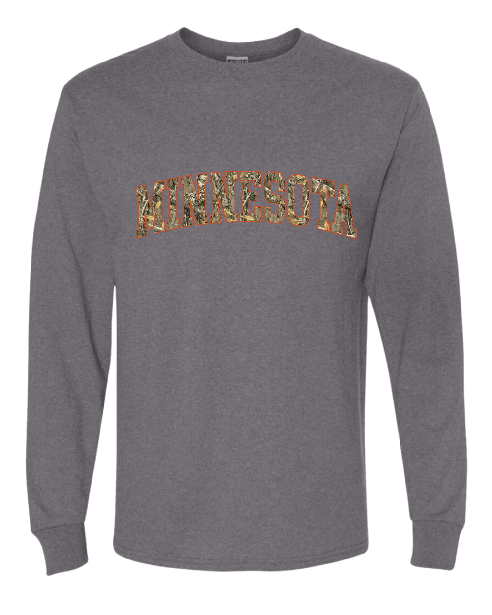 Minnesota  Camo Fill Orange Outline Sweater, Unisex Mens Long Sleeve Shirt