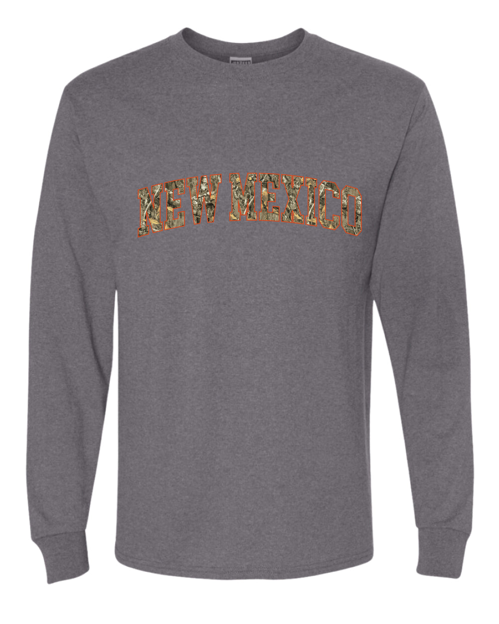New Mexico  Camo Fill Orange Outline Sweater, Unisex Mens Long Sleeve Shirt