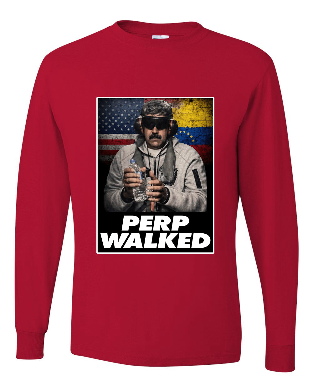 Venezuelan Dictator Maduro Captured Perp Walked Sweater, Unisex Mens Long Sleeve Shirt