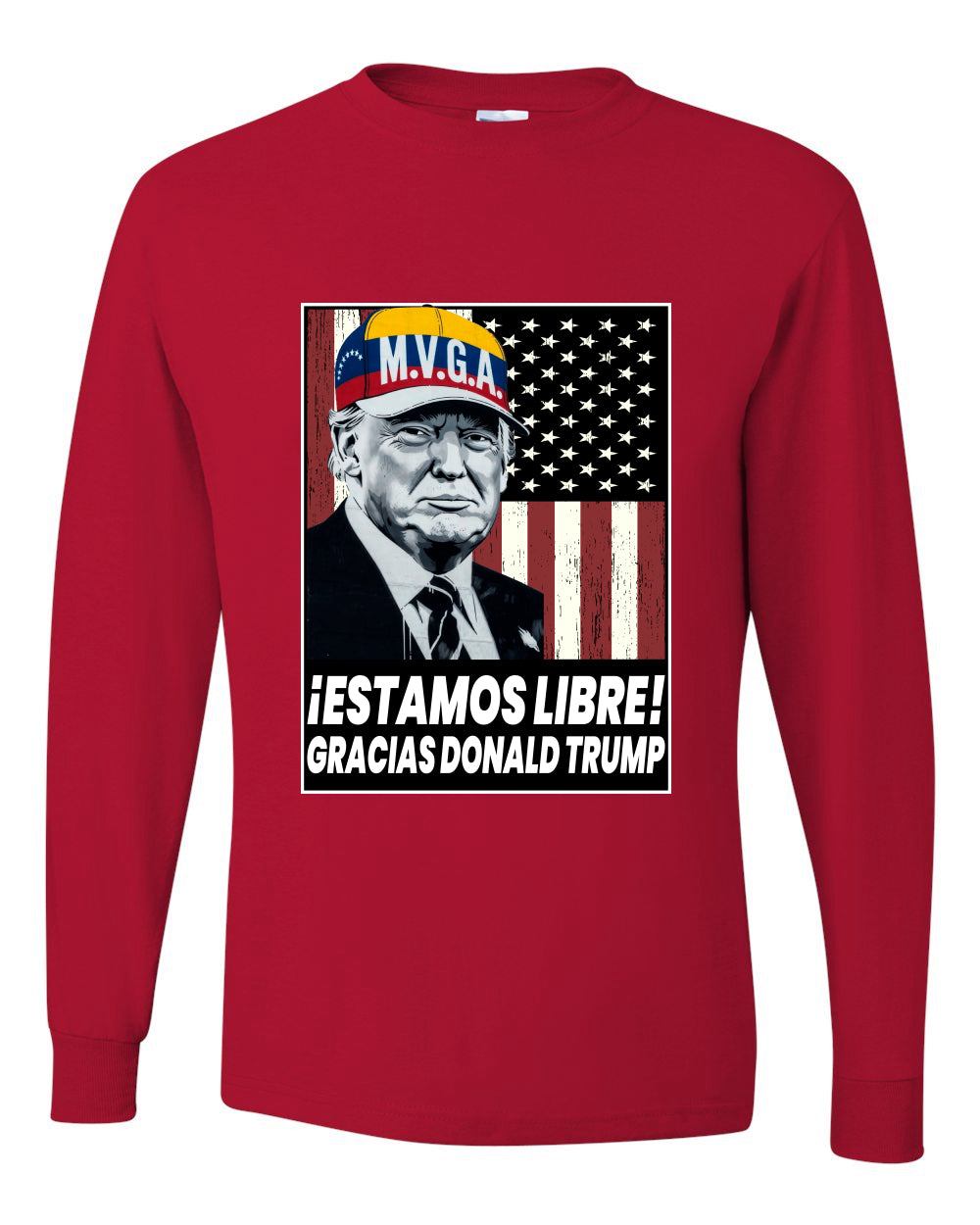 Estamos Libre, Gracias Donald Trump Make Venezuela Great Again Sweater, Unisex Mens Long Sleeve Shirt