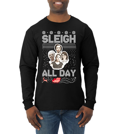 AOC The Squad Congresswomen Sleigh All Day Xmas Ugly Christmas Sweater Mens Long Sleeve Shirt