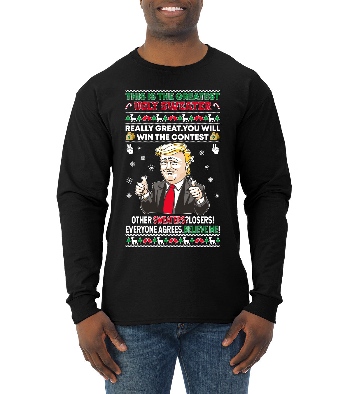 Trump This is the Greatest Ugly Christmas Sweater Mens Long Sleeve Shirt