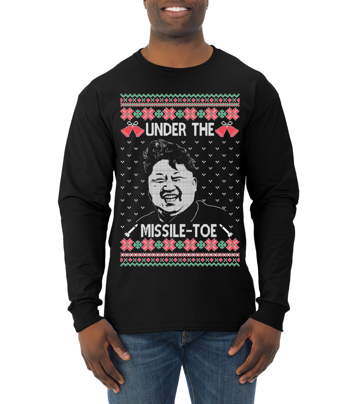 Under The Missle Toe Ugly Christmas Sweater Mens Long Sleeve Shirt