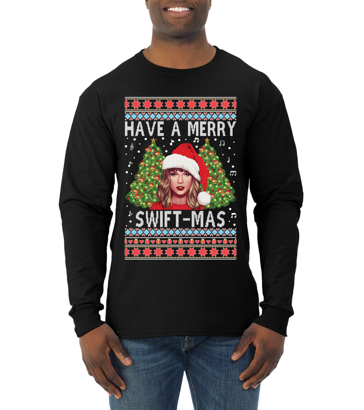 Merry Swiftmas Ugly Christmas Sweater Mens Long Sleeve Shirt