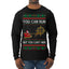 You Can Run But You Can't Hide Santa Sleigh Reindeer Ugly Christmas Sweater Mens Long Sleeve Shirt