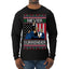 Never Surrender Pro Donald Trump Fight Fist Pump 2024 Ugly Christmas Sweater Mens Long Sleeve Shirt