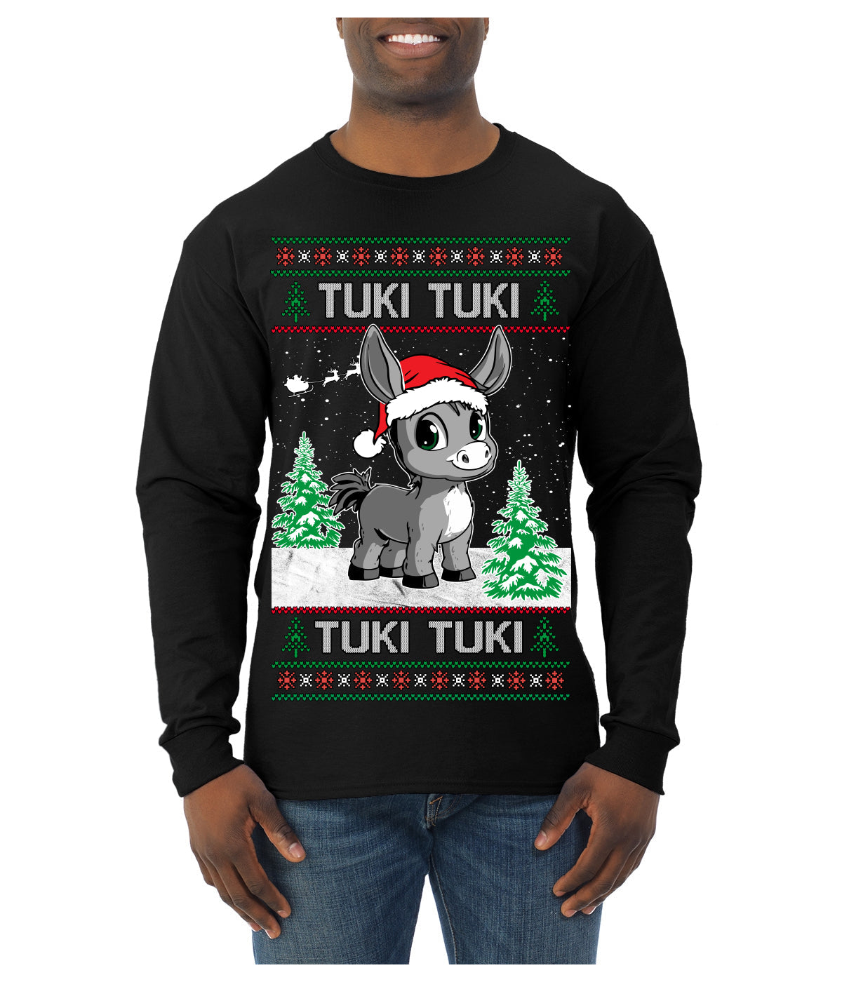 Tuki Tuki Tuki Funny Spanish Music Lyrics Ugly Christmas Sweater Mens Long Sleeve Shirt