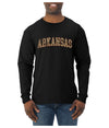 Arkansas  Camo Fill Orange Outline Sweater, Unisex Mens Long Sleeve Shirt