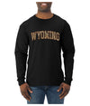 Wyoming  Camo Fill Orange Outline Sweater, Unisex Mens Long Sleeve Shirt