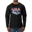 USA Winter Team Sports Fan Collection | USA Flag Mountainscape Sweater, Unisex Mens Long Sleeve Shirt
