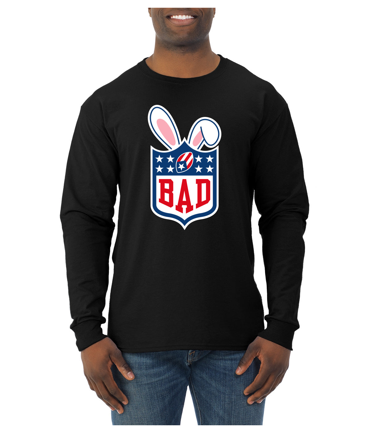 Bunny Bowl Football BAD Parody Sweater, Unisex Mens Long Sleeve Shirt