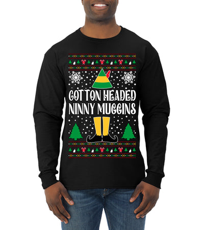 Cotton Headed Muggins Christmas Movie Quote  Ugly Christmas Sweater Mens Long Sleeve Shirt