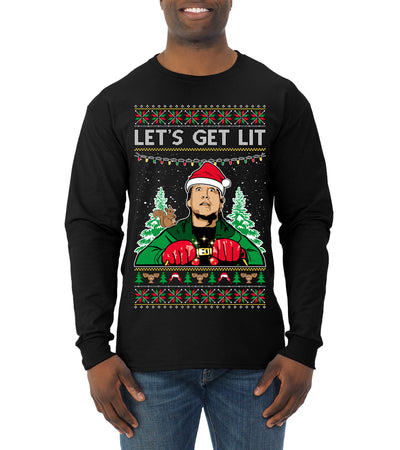 Let's Get Lit Clark Vacation Ugly Christmas Sweater Mens Long Sleeve Shirt