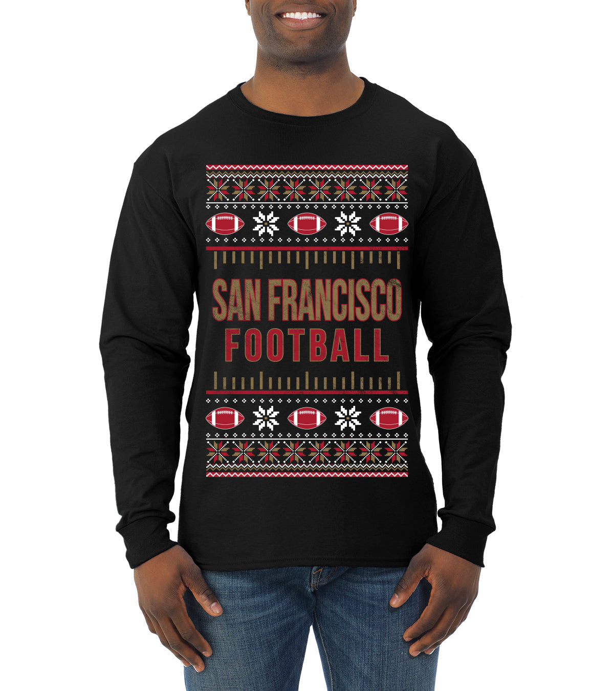 City of San Francisco SF American Football Fantasy Fan Ugly Christmas Sweater Unisex Crewneck Sweatshirt
