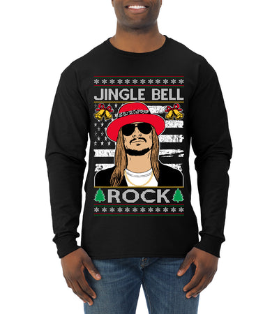 Jingle Bell Rock Kid Rapper Country Music Ugly Christmas Sweater Mens Long Sleeve Shirt