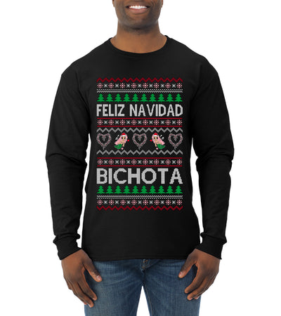 Feliz Navidad Bichota Ugly Christmas Sweater Mens Long Sleeve Shirt