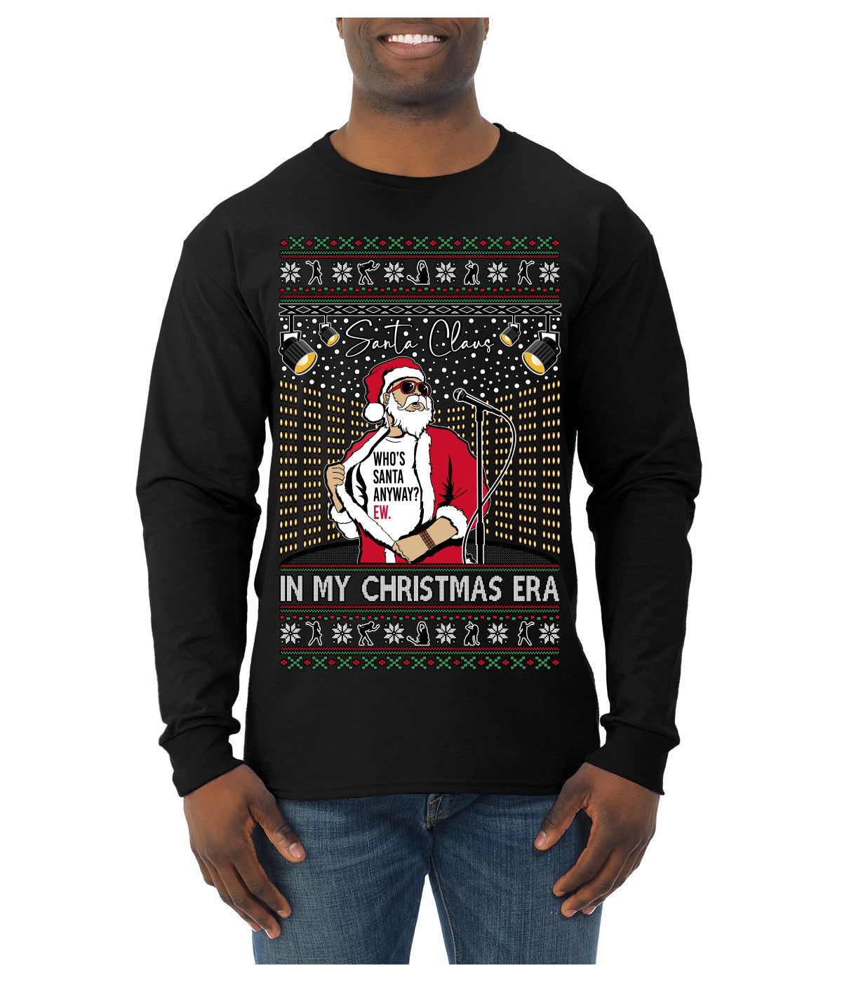 Santa Claus In My Christmas Era Xmas Ugly Christmas Sweater Mens Long Sleeve Shirt