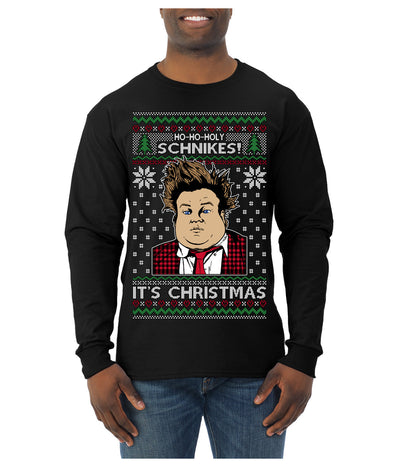 Ho Ho Holy Schnikes Funny 90s Classic Tommy Boy Movie Ugly Christmas Sweater Mens Long Sleeve Shirt