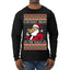 Everybody Knows the Rules Funny Santa Claus Pizza Score Ugly Christmas Sweater Mens Long Sleeve Shirt