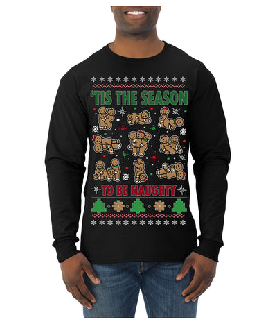 Tis' The Season To Be Naughty Unisex Ugly Christmas Sweater Mens Long Sleeve Shirt