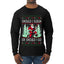 Should I Sleigh Or Should I Go, 80s Rock n' Roll Song, Electric Guitar, Ugly Christmas Sweater Mens Long Sleeve Shirt