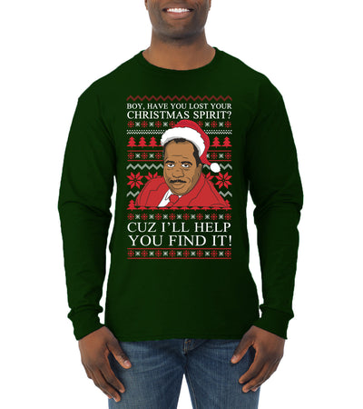 Christmas Spirit I'll Help You Find It Stanley Hudson Ugly Christmas Sweater Mens Long Sleeve Shirt