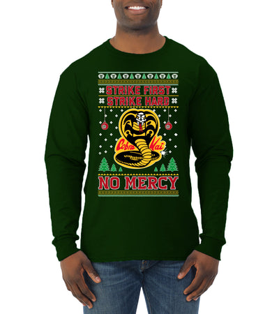 Strike First Strike Hard No Mercy Xmas Ugly Christmas Sweater Mens Long Sleeve Shirt